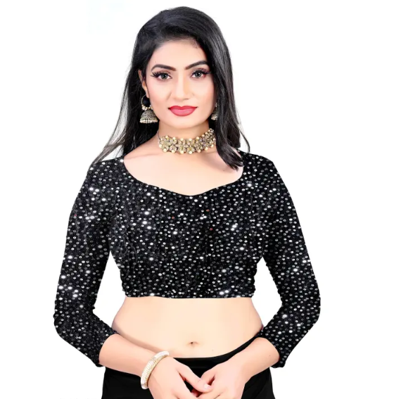 FANCY Black Ruffle Wadding Saree With Blouse